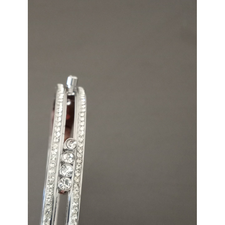 Zilverkleurige Armband met Strass en Kliksluiting