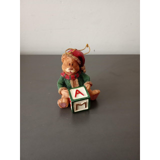 Kersthanger Teddybeer met Letterblokje