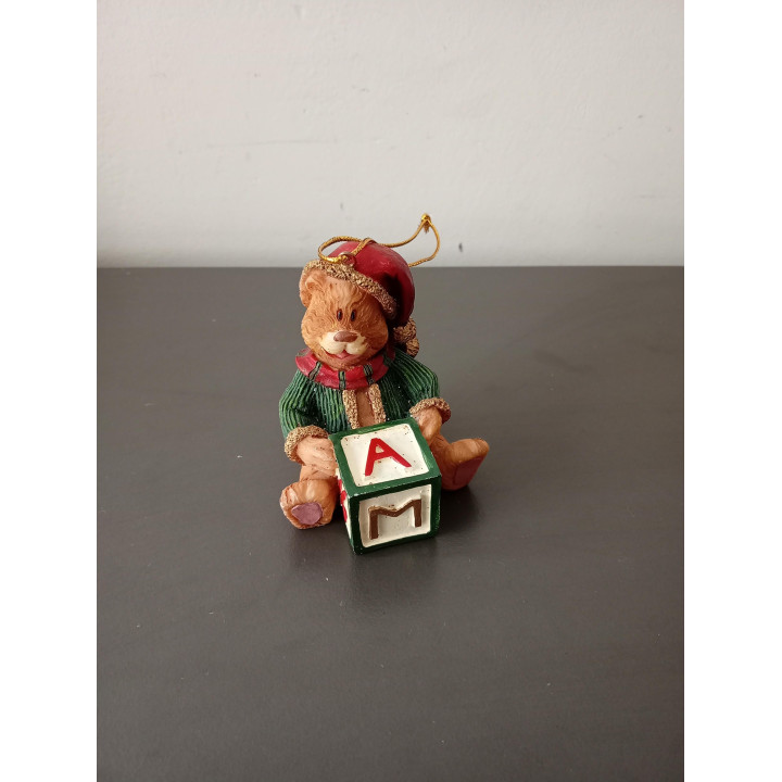 Kersthanger Teddybeer met Letterblokje