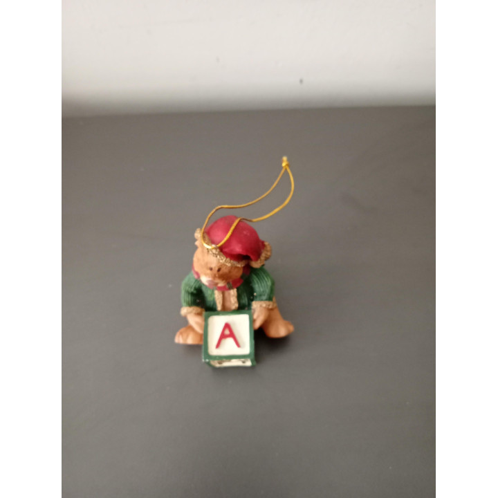 Kersthanger Teddybeer met Letterblokje