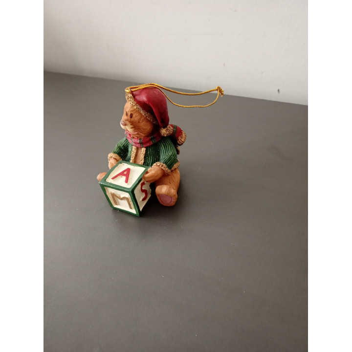 Kersthanger Teddybeer met Letterblokje