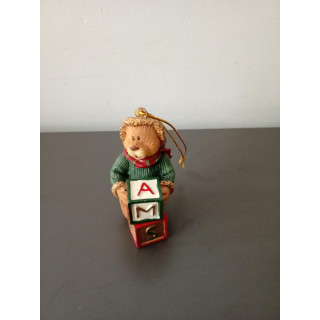 Kersthanger Teddybeer met Letterblokje