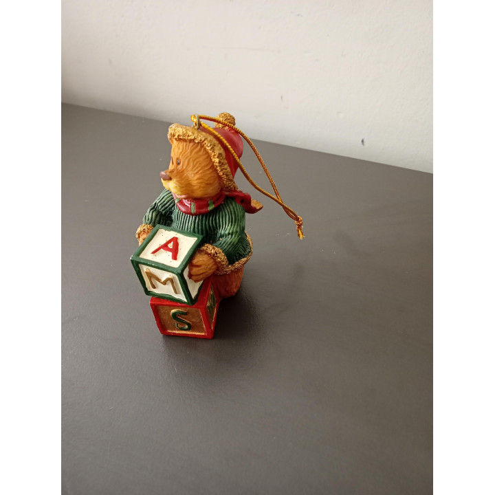Kersthanger Teddybeer met Letterblokje