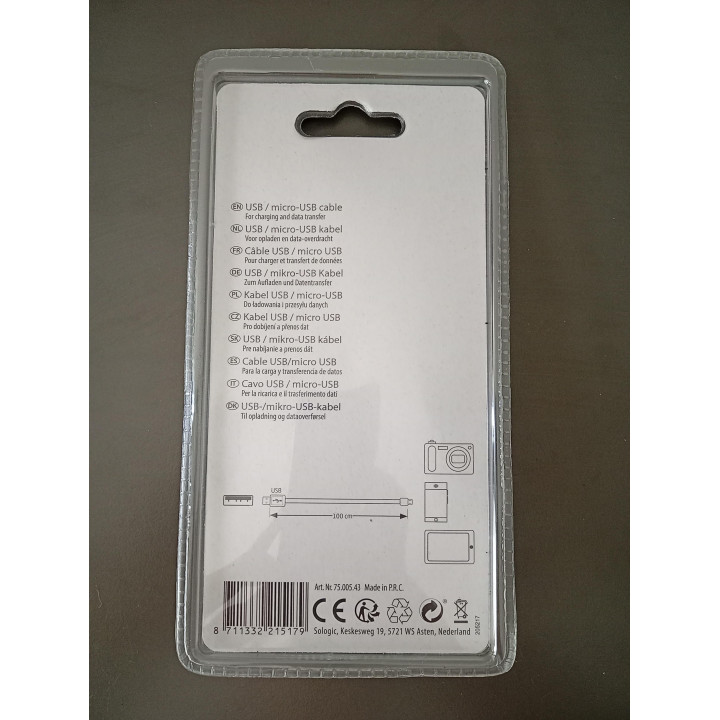 Sologic USB naar Micro USB Kabel 1 Meter Nieuw
