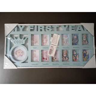Baby eerste jaar fotolijst blauw 13 foto's nieuw