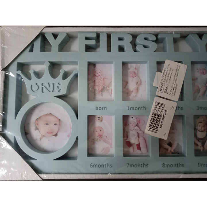 Baby eerste jaar fotolijst blauw 13 foto's nieuw