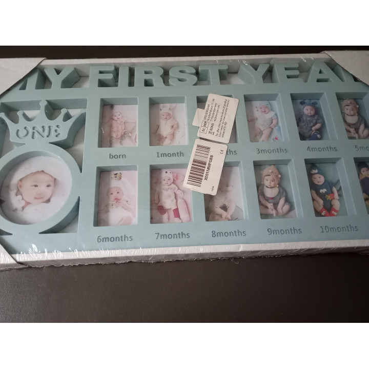 Baby eerste jaar fotolijst blauw 13 foto's nieuw