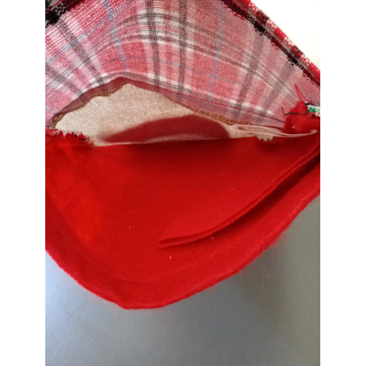 Kerstsok met kerstman rood geruit 41 cm