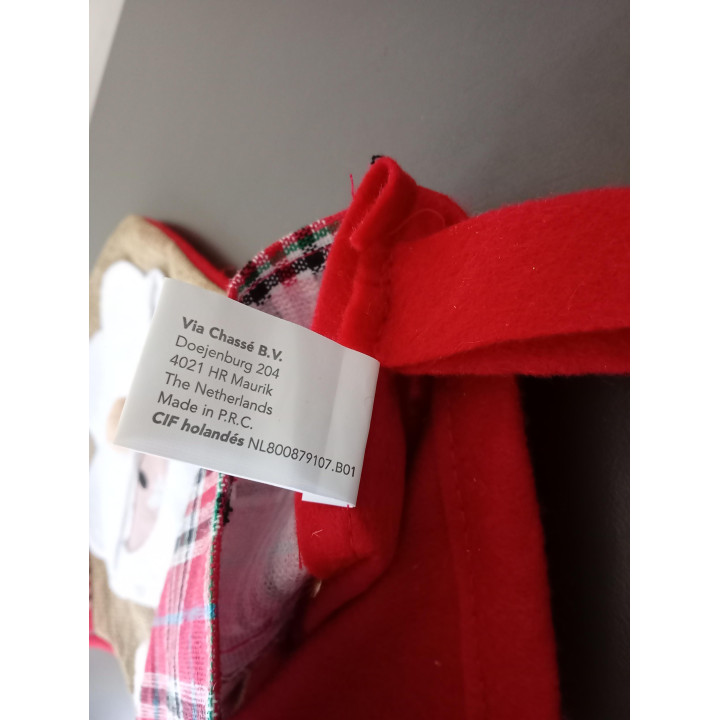 Kerstsok met kerstman rood geruit 41 cm