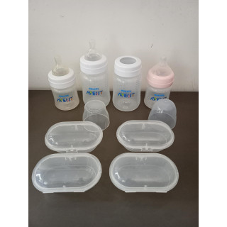4 Philips Avent babyflessen met sterilisatiedoosjes