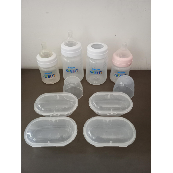 4 Philips Avent babyflessen met sterilisatiedoosjes