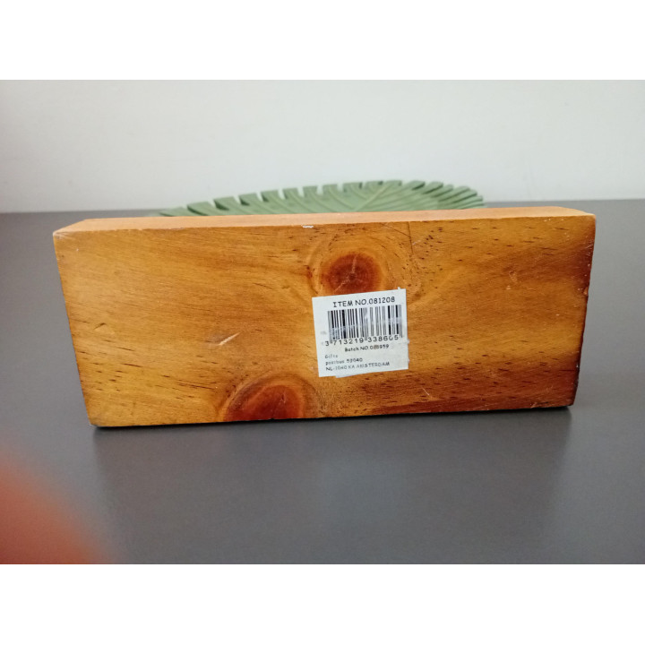 Decoratief monstera blad op houten voet 38 cm