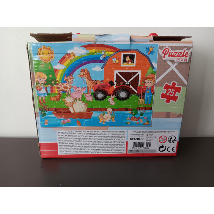 Grafix Kinderpuzzel - Boerderij - 25 Stukjes - Met Draagtasdoos
