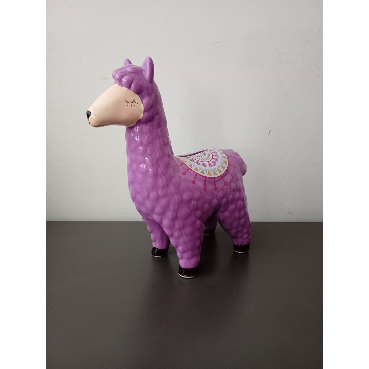 Spaarpot lama alpaca paars keramiek 20 cm