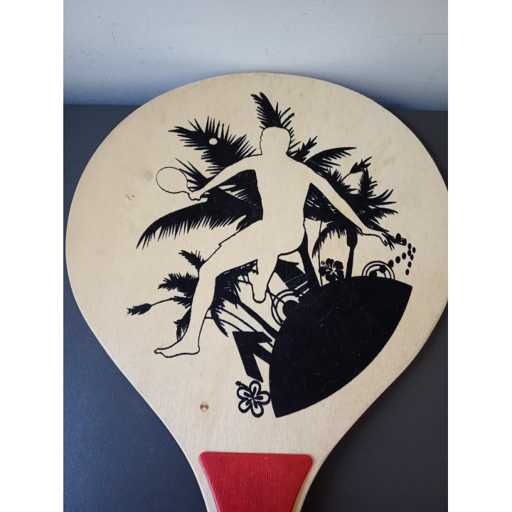 Set van 2 houten beachball rackets met retro print