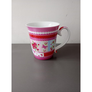 Kleurrijke mok met bloemen en vlinders 10 cm