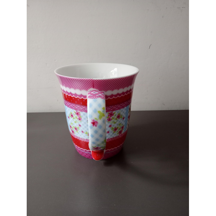 Kleurrijke mok met bloemen en vlinders 10 cm