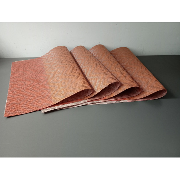 Set van 4 placemats oranje terracotta 45 x 30 cm