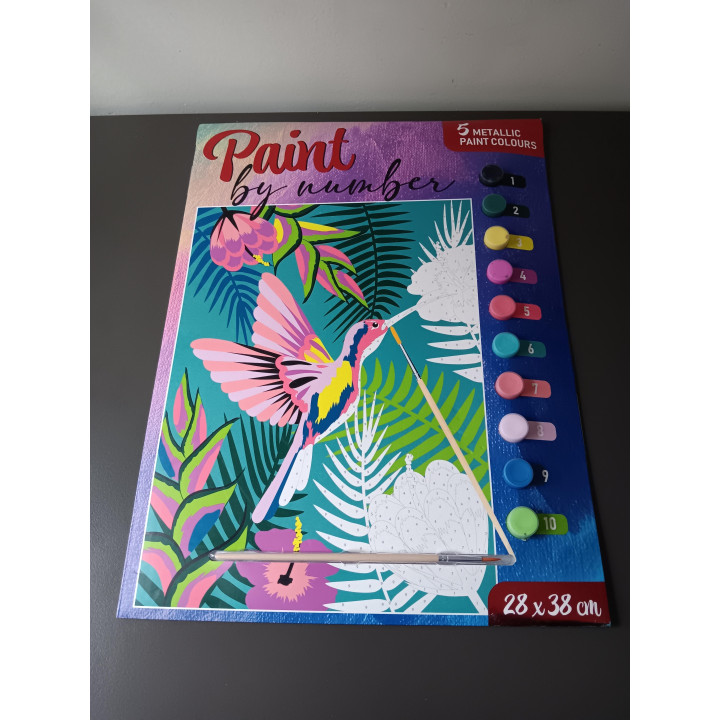 Paint-by-Number Set - Tropische Vogel (28 x 38 cm) - Inclusief 10 Kleuren & Penseel