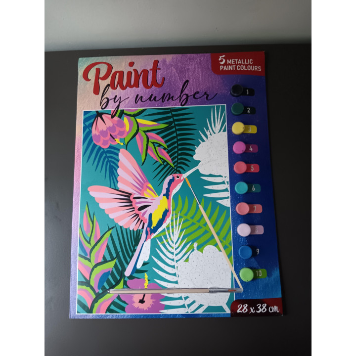 Paint-by-Number Set - Tropische Vogel (28 x 38 cm) - Inclusief 10 Kleuren & Penseel