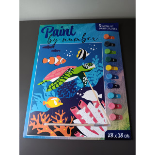 Paint-by-Number Set - Onderwater Wereld (28 x 38 cm) - Compleet