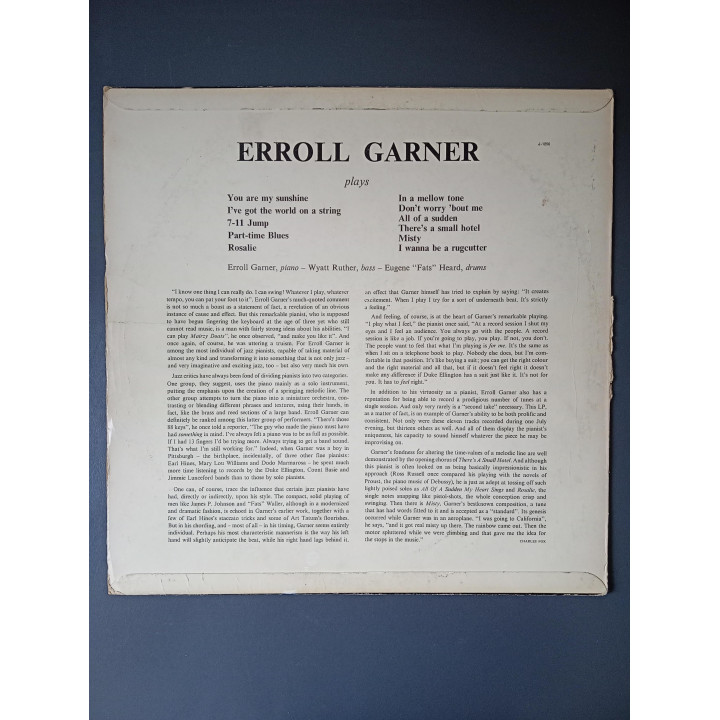 Erroll Garner Plays LP Jazztone J-1256