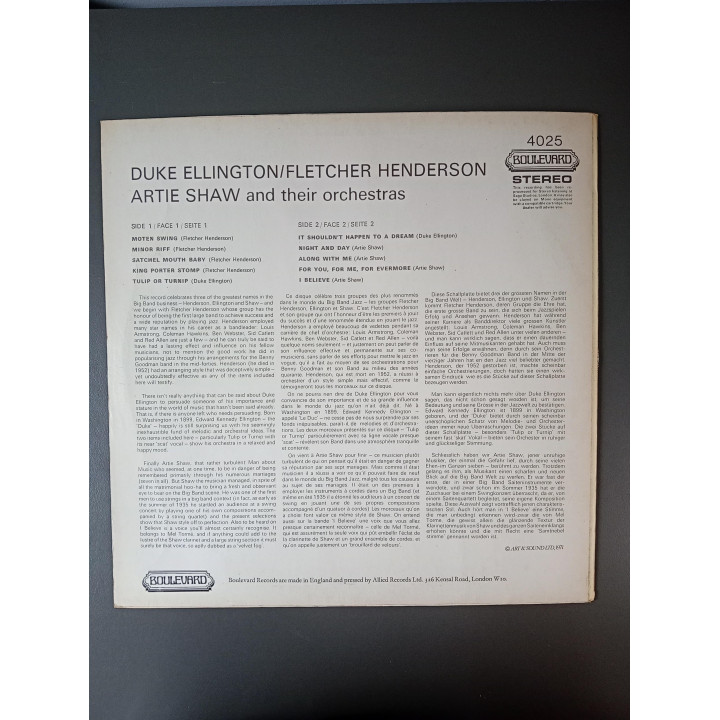Duke Ellington Fletcher Henderson Artie Shaw LP