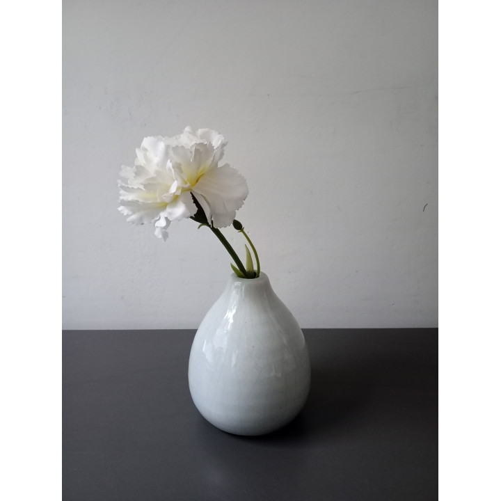 Lichtblauw keramieken vaasje met kunstbloem 10 cm