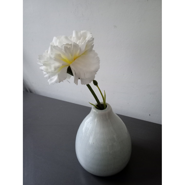 Lichtblauw keramieken vaasje met kunstbloem 10 cm