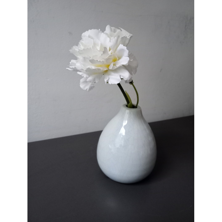 Lichtblauw keramieken vaasje met kunstbloem 10 cm