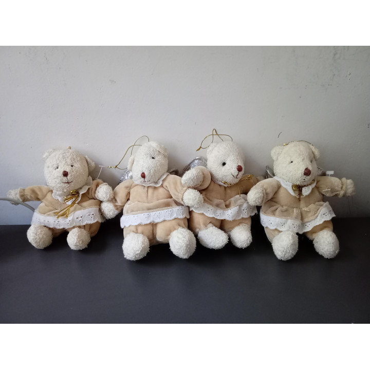 Set van 4 engelbeertjes kerstdecoratie met vleugels