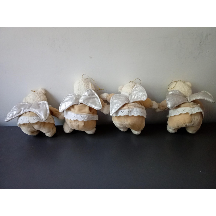 Set van 4 engelbeertjes kerstdecoratie met vleugels