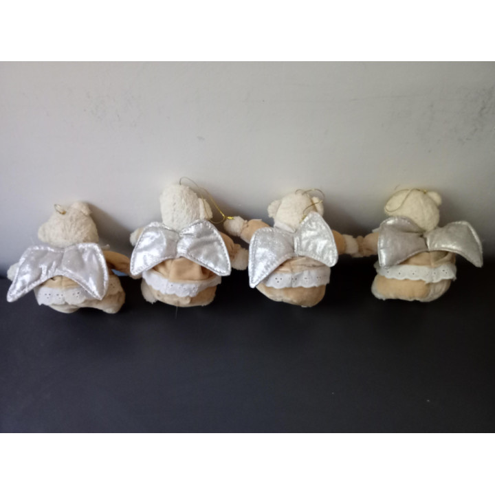 Set van 4 engelbeertjes kerstdecoratie met vleugels