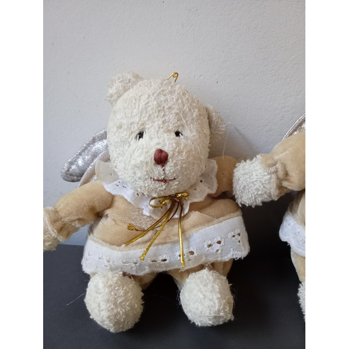 Set van 4 engelbeertjes kerstdecoratie met vleugels