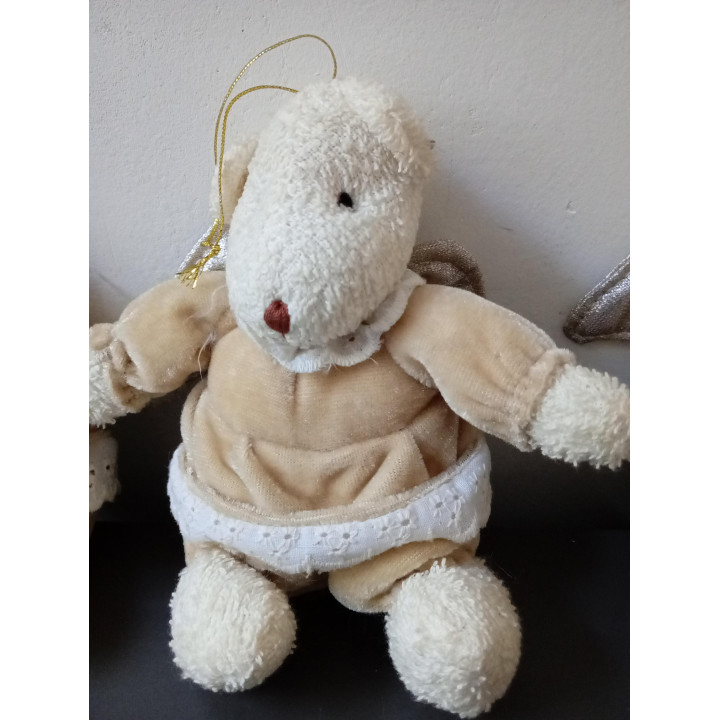 Set van 4 engelbeertjes kerstdecoratie met vleugels