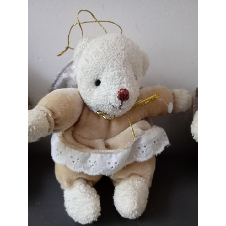 Set van 4 engelbeertjes kerstdecoratie met vleugels