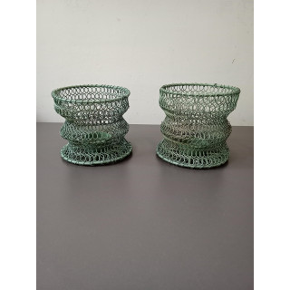 Set van 2 groene metalen waxinelichthouders 9 cm