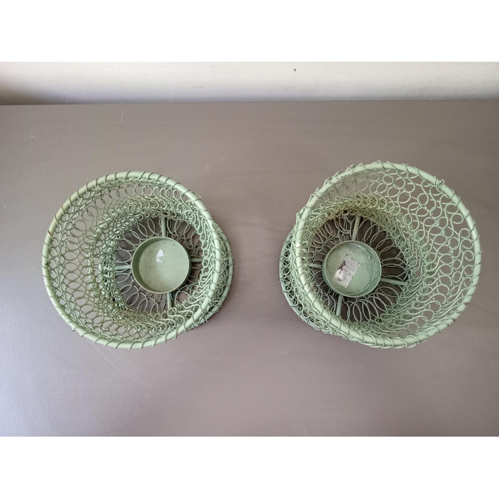 Set van 2 groene metalen waxinelichthouders 9 cm