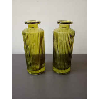 Set van 2 groene glazen vaasjes 13 cm