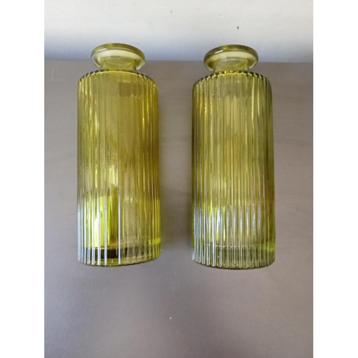Set van 2 groene glazen vaasjes 13 cm