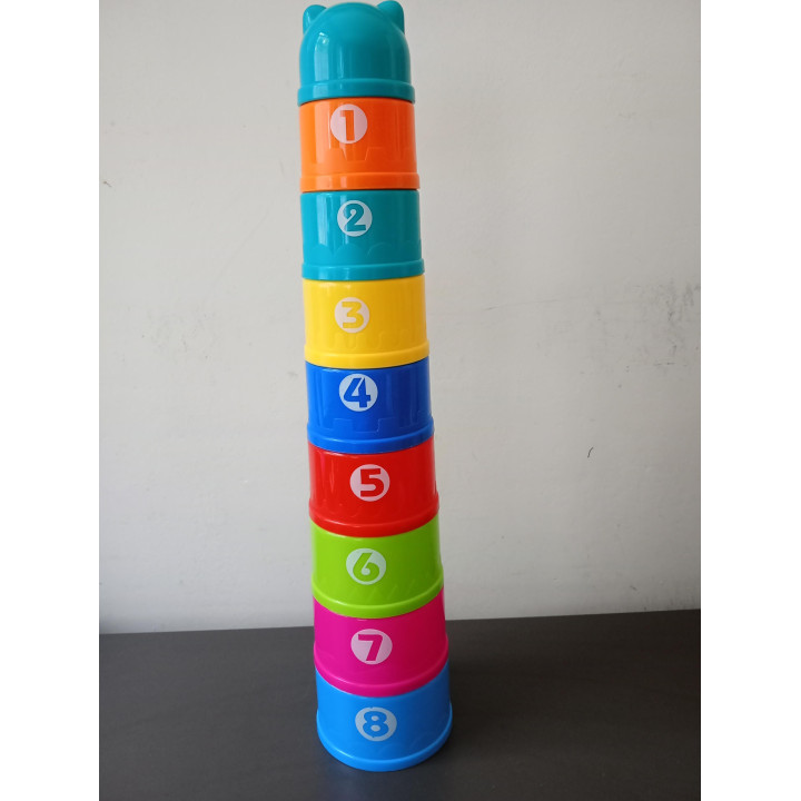 Stapelbekers met cijfers letters en berenkop 9-delig