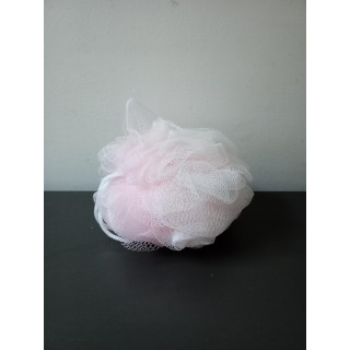 Lichtroze douchepuff badspons met ophangkoord
