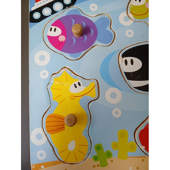 Houten knoppuzzel zeedieren 7 stukjes 29 x 21 cm