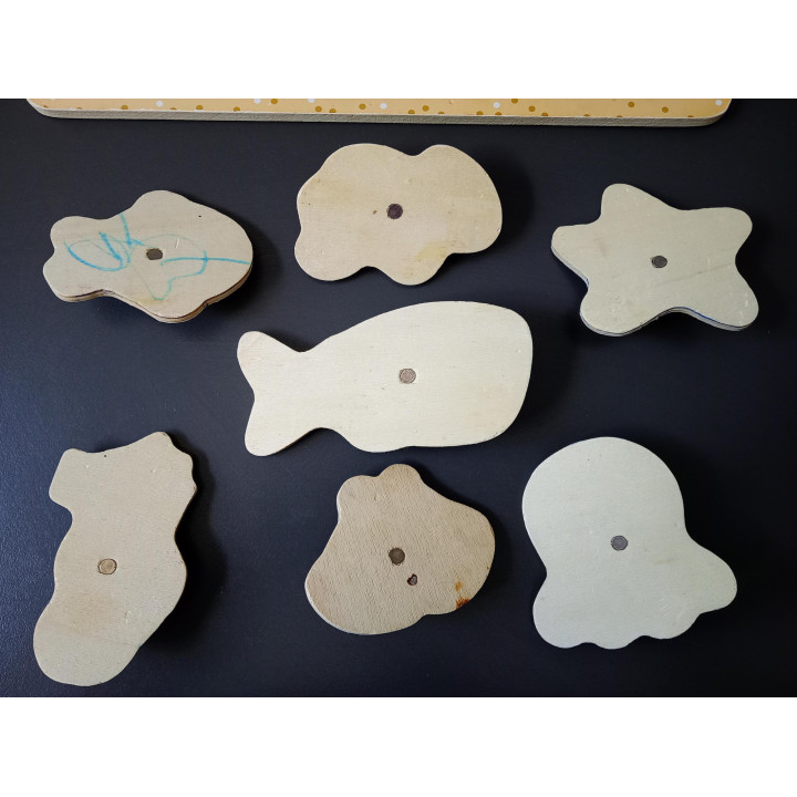Houten knoppuzzel zeedieren 7 stukjes 29 x 21 cm
