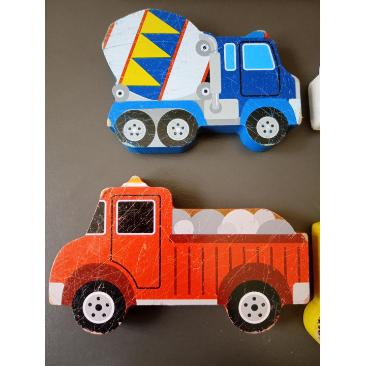 Melissa & Doug houten puzzel bouwvoertuigen 6 stukjes