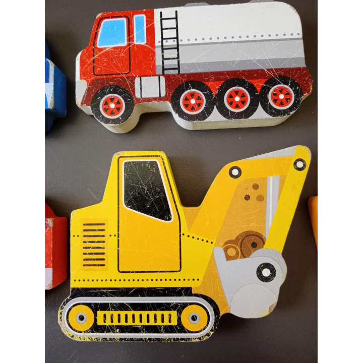 Melissa & Doug houten puzzel bouwvoertuigen 6 stukjes