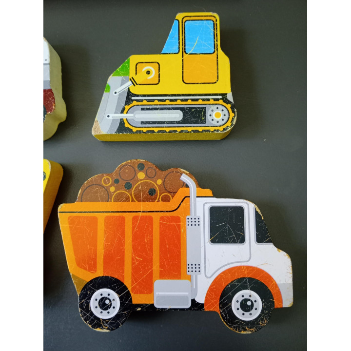Melissa & Doug houten puzzel bouwvoertuigen 6 stukjes