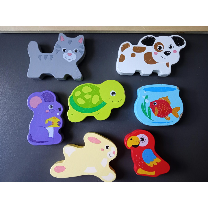Mini Matters houten puzzel huisdieren 7 stukjes