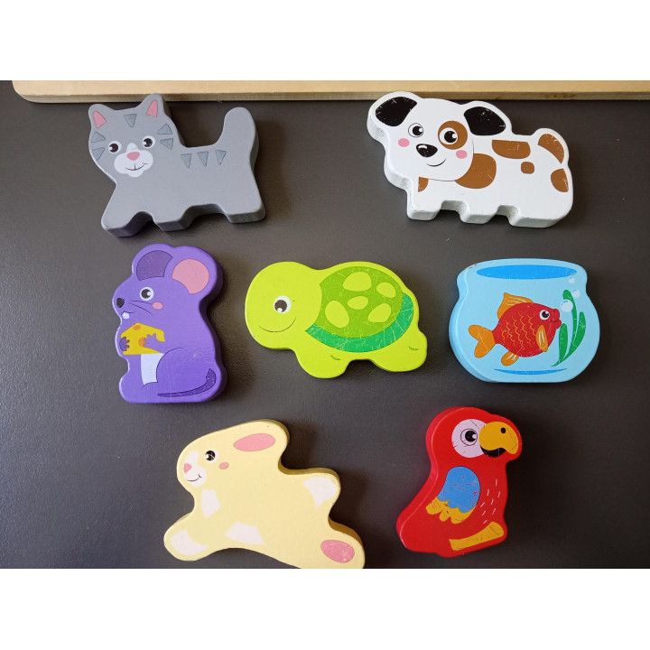 Mini Matters houten puzzel huisdieren 7 stukjes
