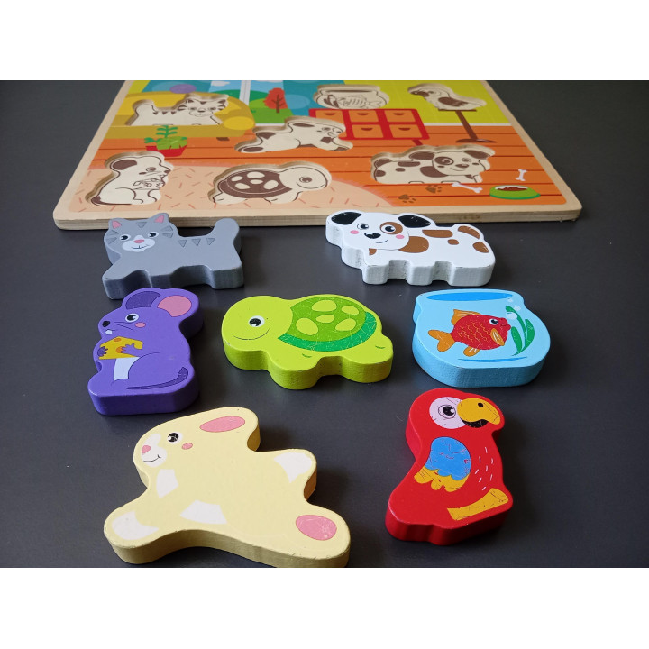 Mini Matters houten puzzel huisdieren 7 stukjes